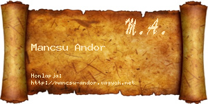 Mancsu Andor névjegykártya